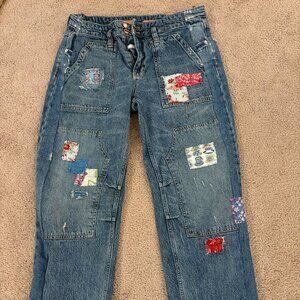Handmade Cropped Patchwork Jeans 1990s Bohemian M
